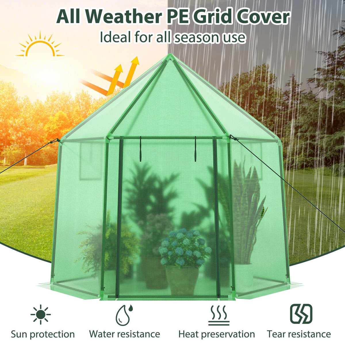 Lucktree 6.5 x 5.7 x 6.3 FT Greenhouse Portable Walk in Outdoor Hot House Tent