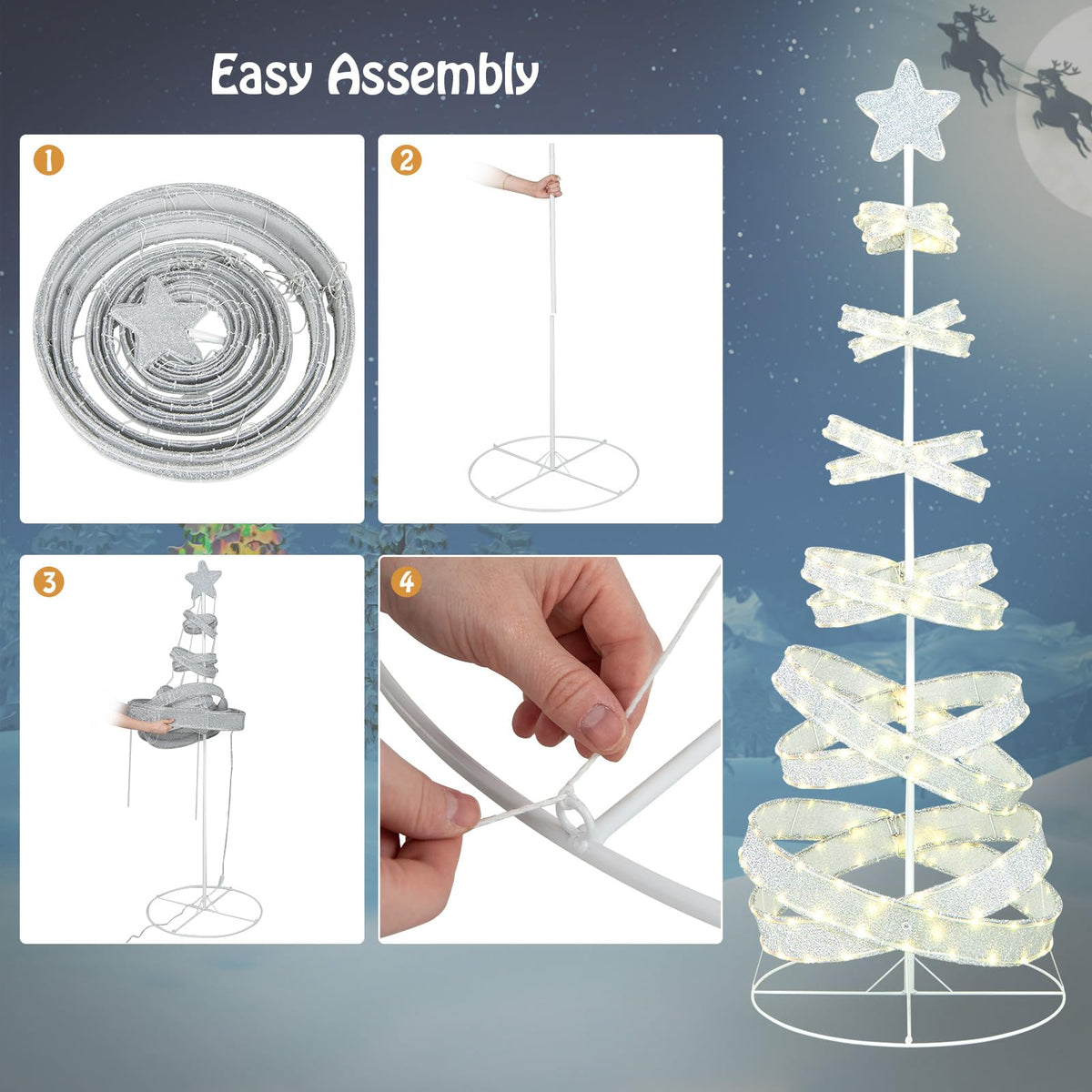 Lucktree 7 FT Lighted Spiral Christmas Tree