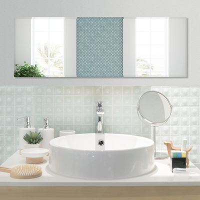 Lucktree Full Length Mirror Wall Mounted , 43 x 15 Inch Rectangle Frameless Mirror w/Beveled Edge, Wall Dressing Mirror