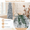 Lucktree 6ft Pre-Lit Flocked Christmas Tree, Artificial Slim Pencil Xmas Tree with 250 LED Lights