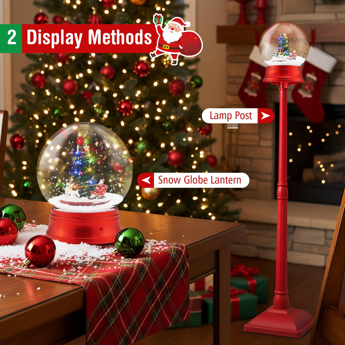Lucktree 5 Ft Christmas Snow Globe Lantern | Musical Snowy Globe Street Lamp