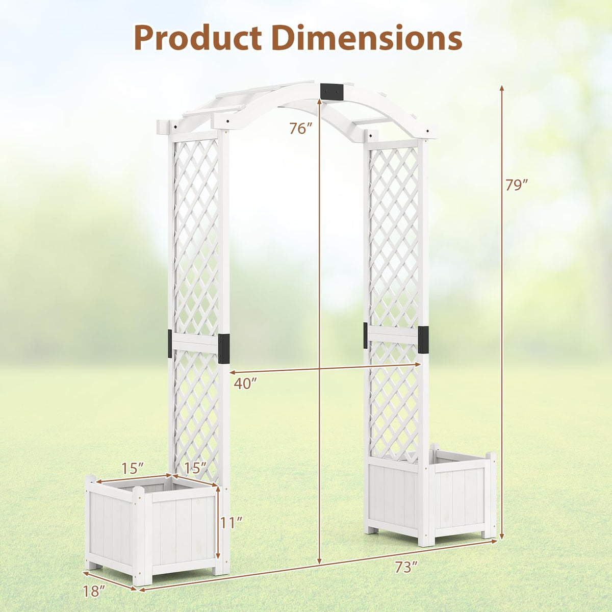 Lucktree Garden Arbor with Planter, Wooden Planter Arch with Trellis, Outdoor Arch for Climbing Plants