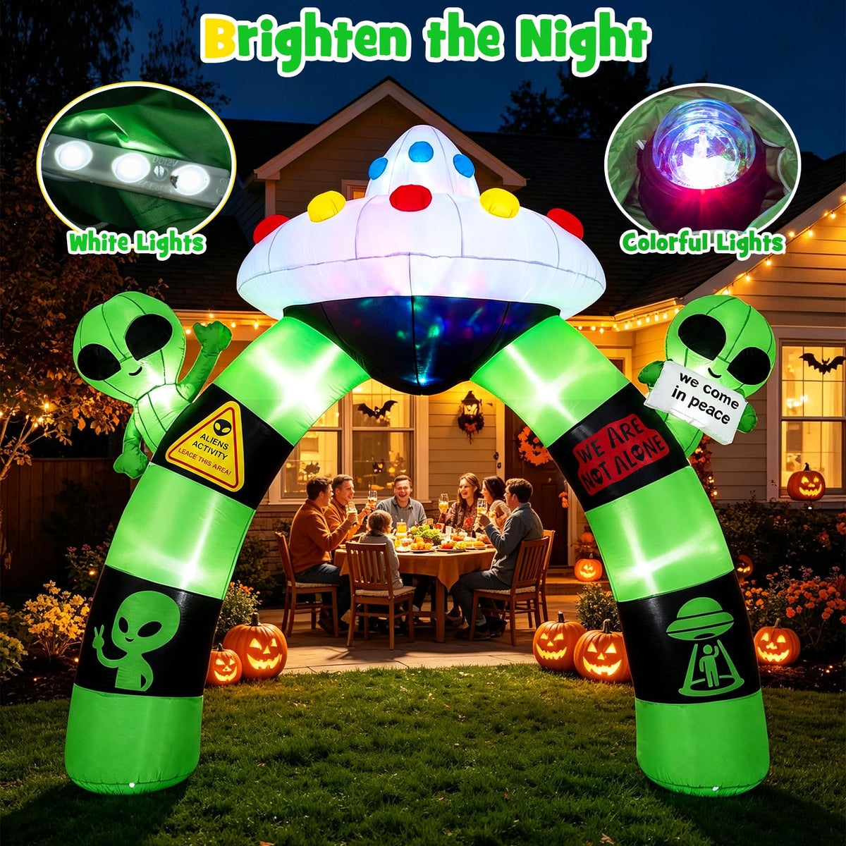 9.8 FT/ 300 CM Alien Halloween Inflatable Archway w/ Lights