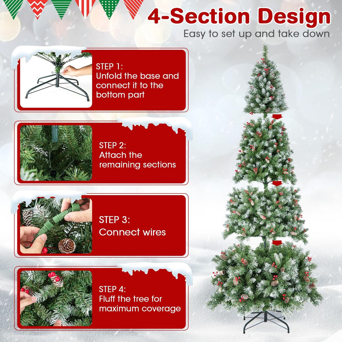 Lucktree Pre-Lit Christmas Tree with 8 Lighting Modes