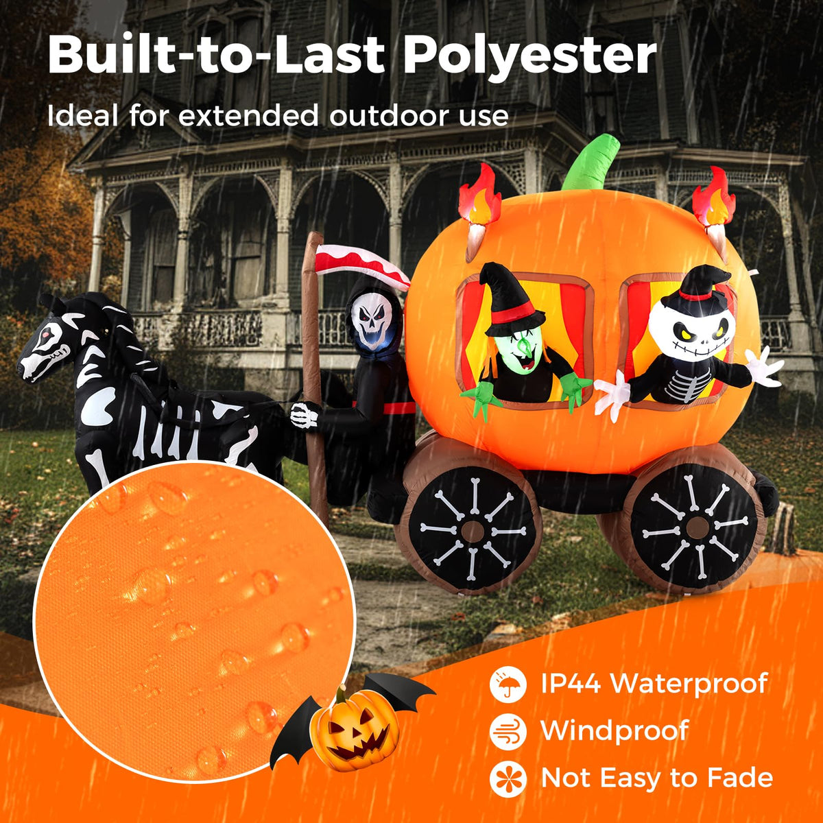 Lucktree 10.2 FT Long Halloween Inflatable Carriage