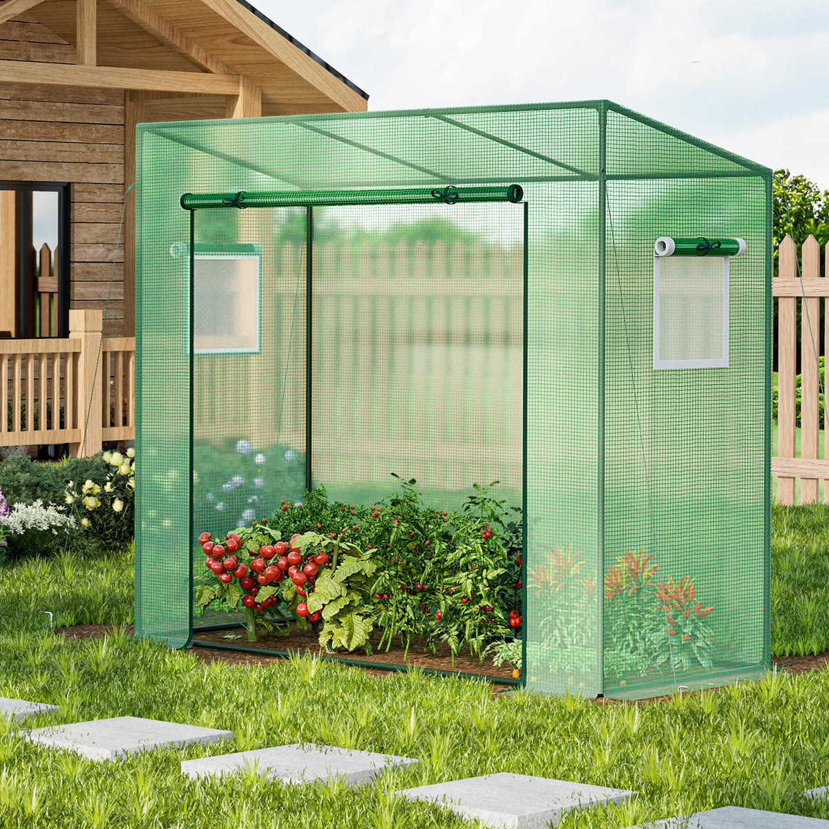 Lucktree Outdoor Portable Mini Greenhouse w/ PE Cover & 4 Ground Stakes & Ropes