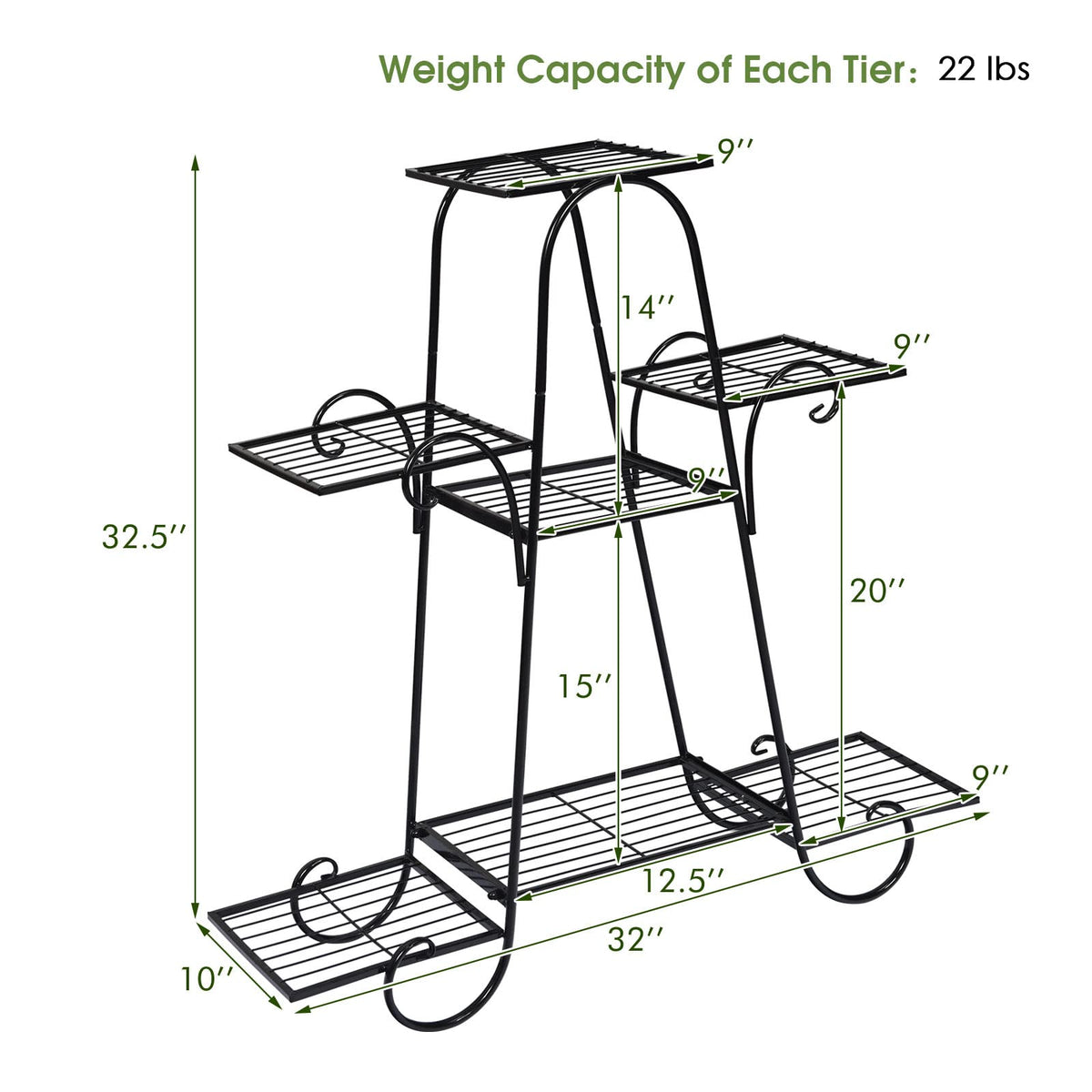 Lucktree 7 Tiers Metal Plant Stand Flower Pots Holder