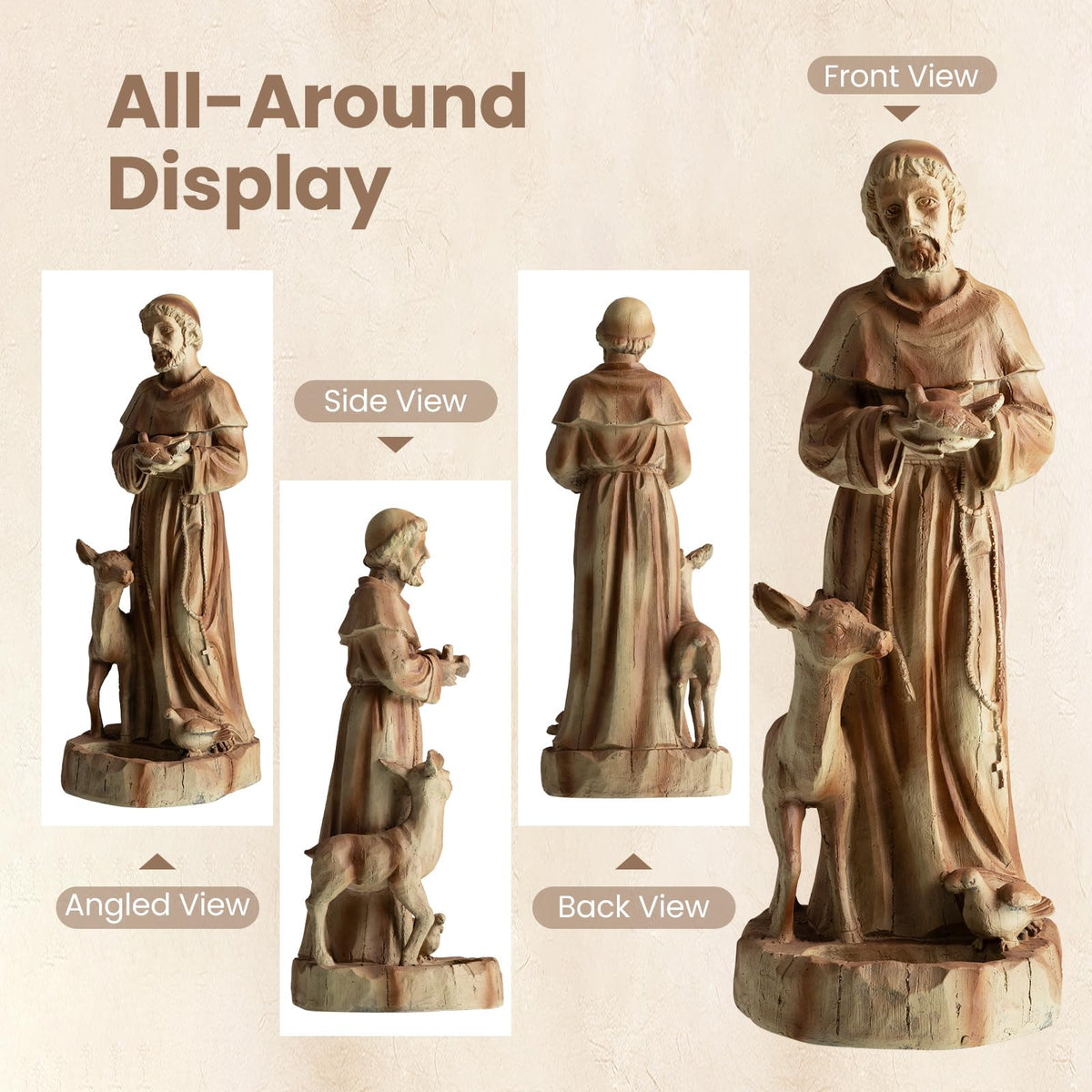 Lucktree 24.5'' St. Francis Garden Statue with Bird Feeder