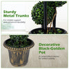 Lucktree 2.5 FT Artificial Boxwood Topiary Tree Evergreen Faux Potted Plants (1/2 Pack)