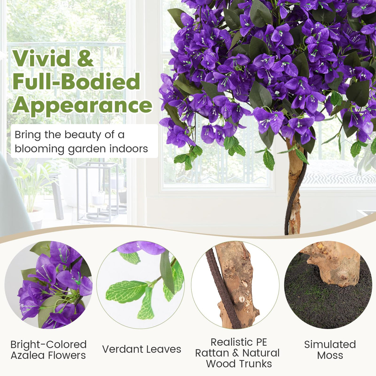 Lucktree 53” Bougainvillea Artificial Tree with 576 Flowers