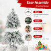 Lucktree 4.5ft Pre-Lit Snow Flocked Christmas Tree, Artificial Hinged Full Xmas Tree with 279 PVC & Pine Needles