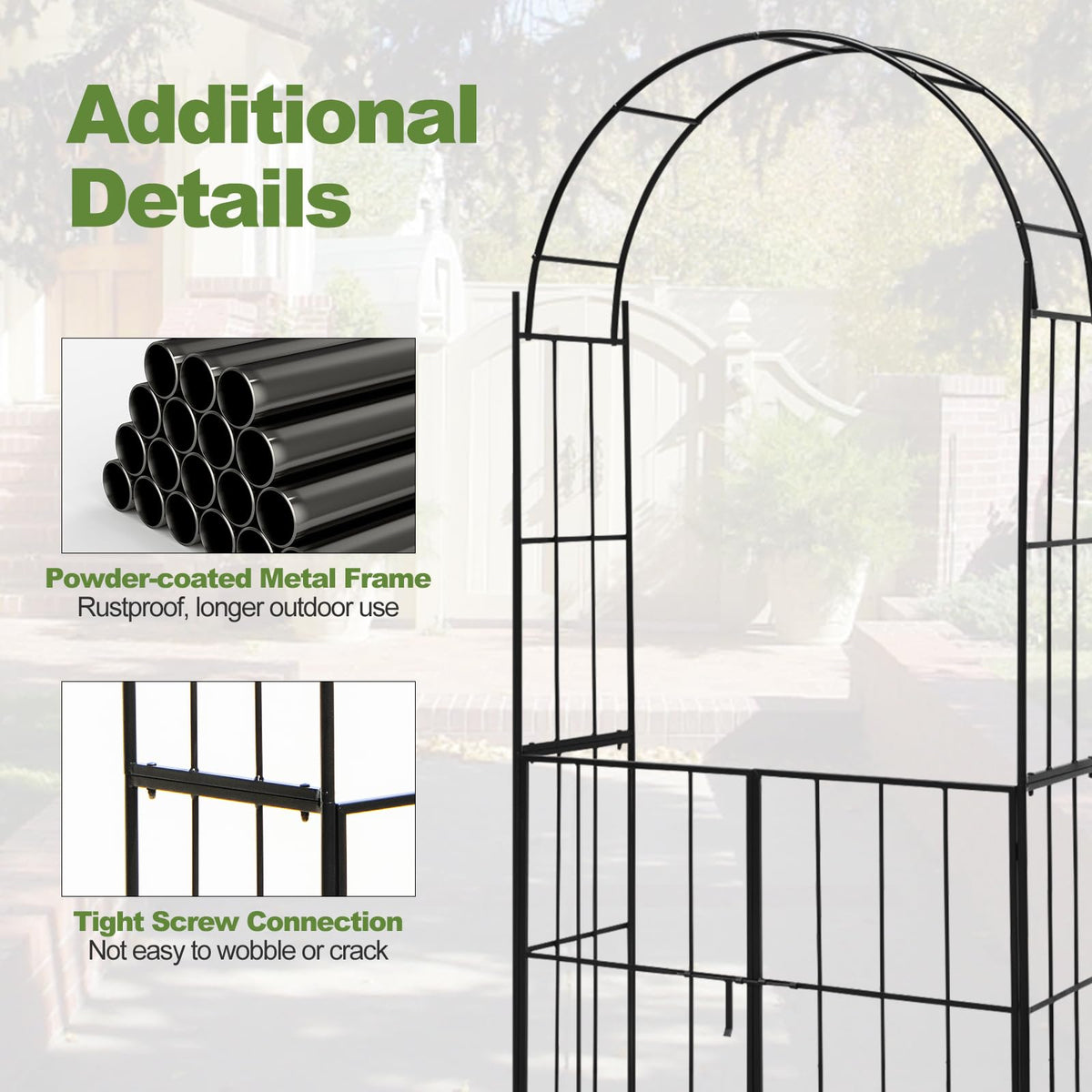 Lucktree 7.5Ft Garden Arbor with Gate