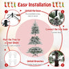 Lucktree 6/7/8 ft Pre-Lit Snow Flocked Christmas Tree, Artificial Hinged Xmas Tree with 661/1119/1447 PVC & PE Tips