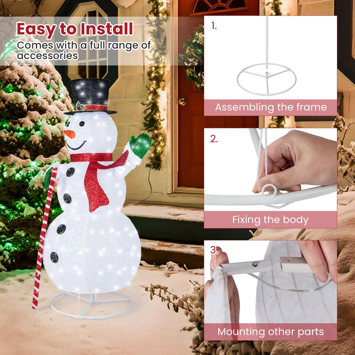 Lucktree 5 FT Pop-up Lighted Christmas Snowman