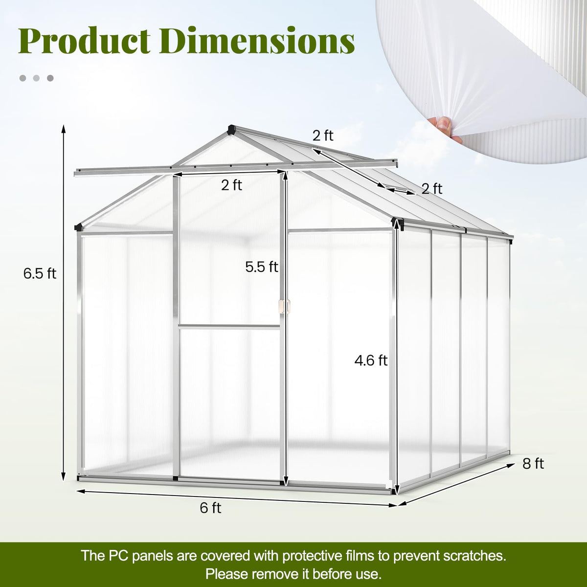 Lucktree Outdoor Large Walk-in Green House w/ Rain Gutter