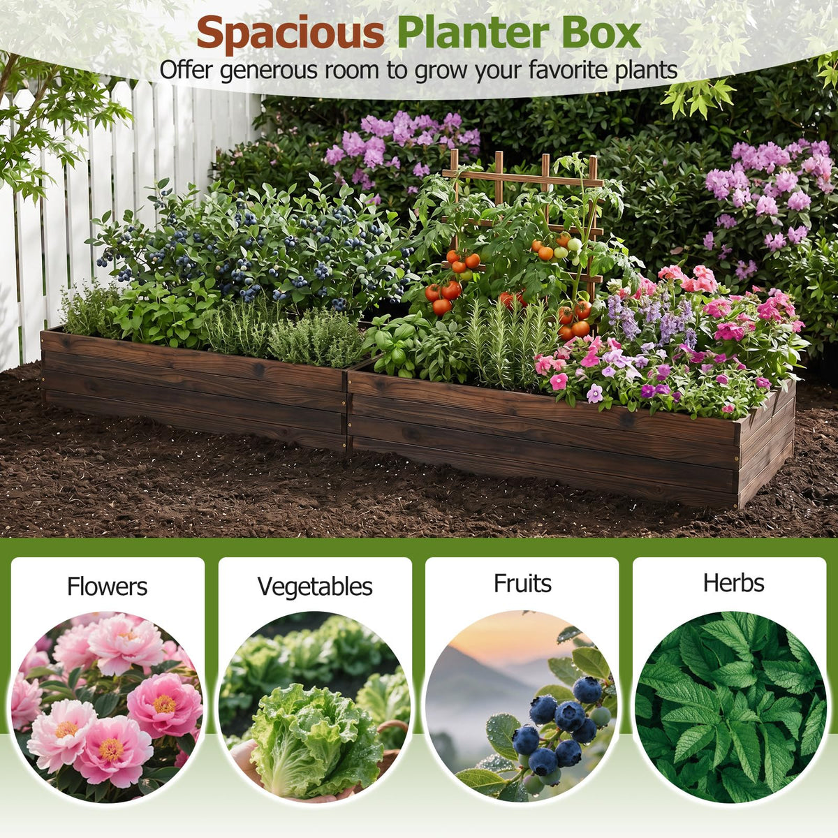 Lucktree 45" x 23" Fir Wood Raised Garden Bed (1/2)