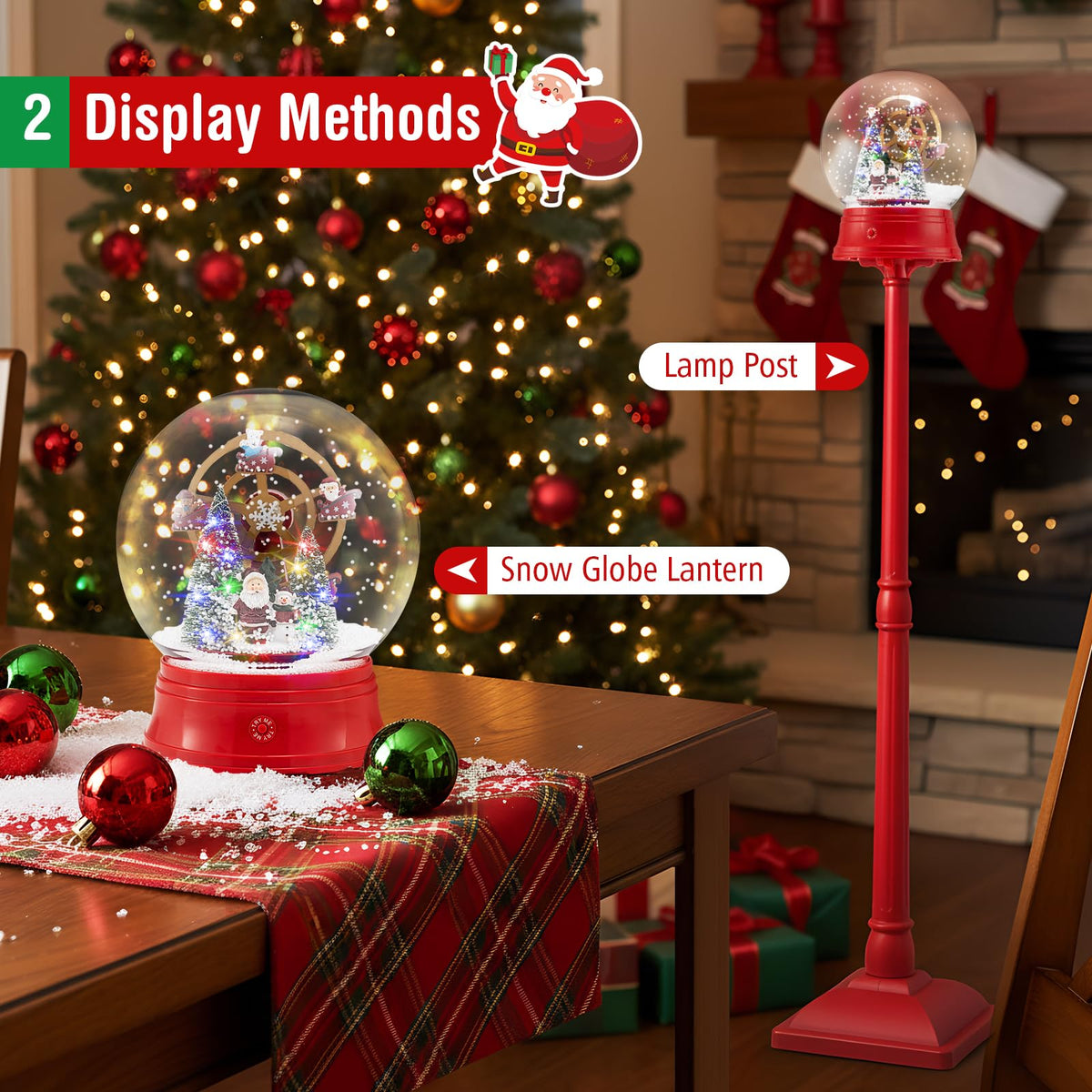 Lucktree 5 Ft Christmas Snow Globe Lantern ( Snowing Santa with Ferris Wheel )