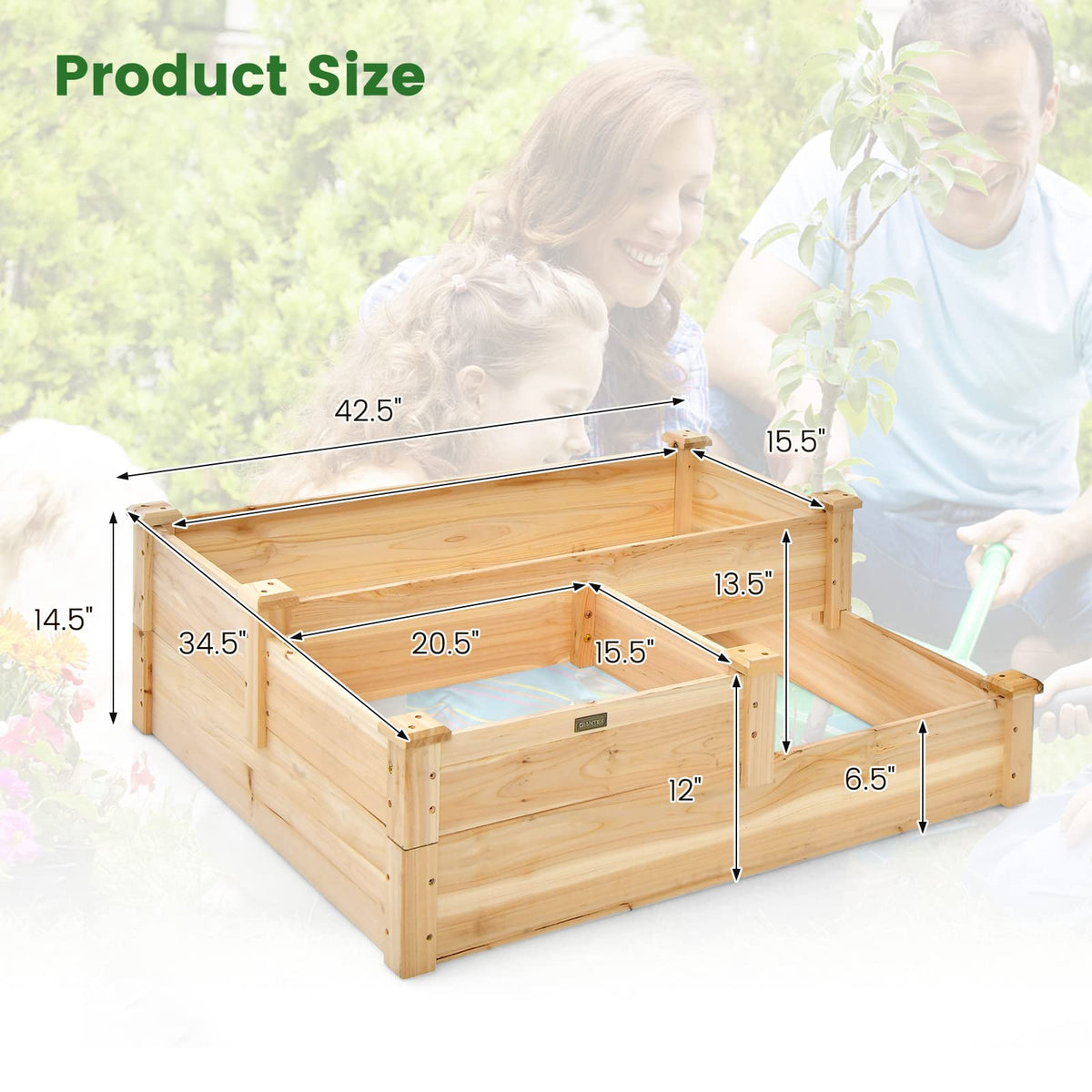 Lucktree Raised Garden Bed, Wood Planter Box for Vegetables Flowers Fruit Herb, Easy Assembly (42.5" Lx34.5 Wx14.5 H)
