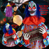 Lucktree 5.6 FT Halloween Animated Clown with Snap-up Head & Glowing Eyes