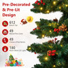 Lucktree 6FT / 7FT Pre-Lit Spiral Christmas Tree with Branch Tips Pine Cones Red Berries