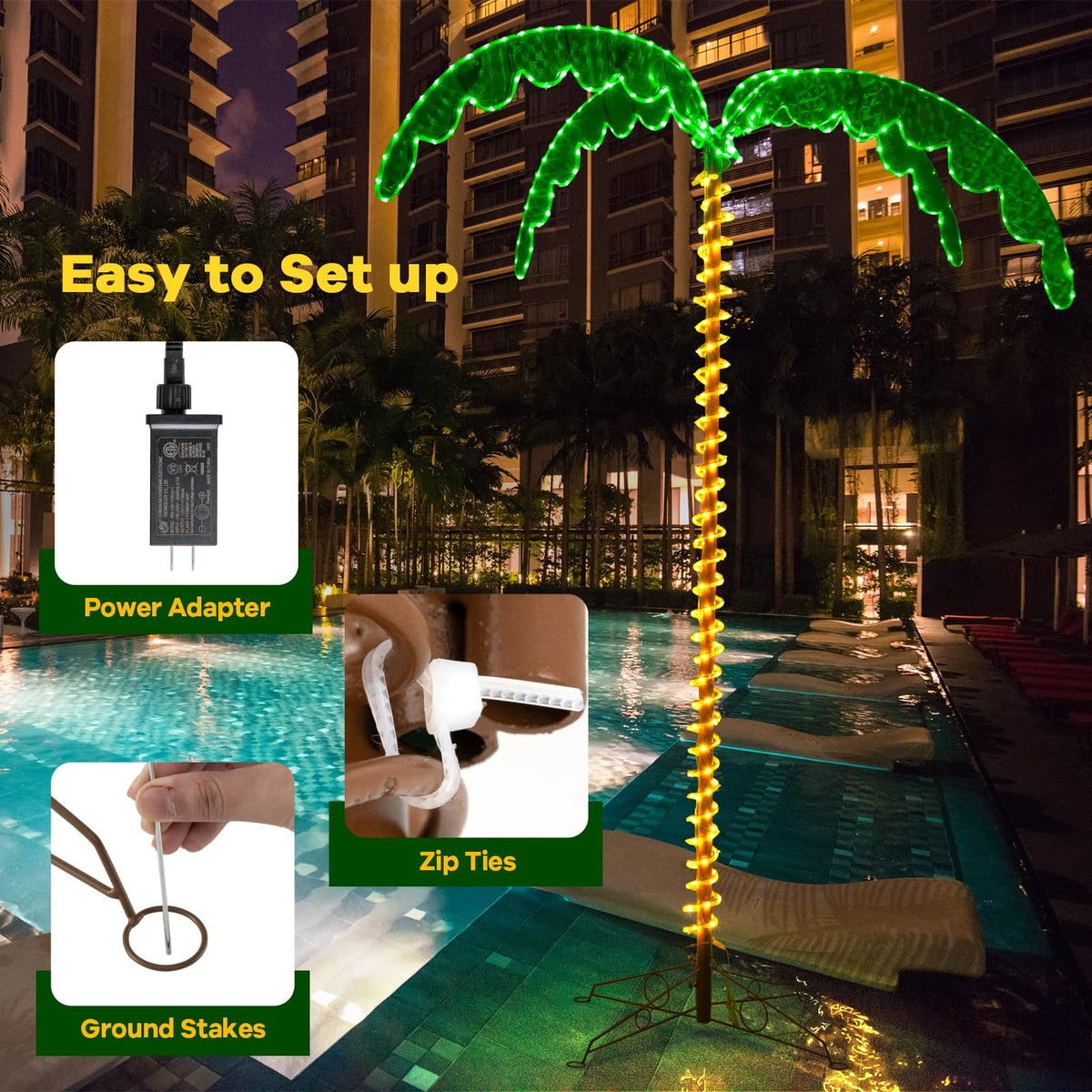 Lucktree 7.5 FT Lighted Palm Tree, Tropical Christmas Tree with 332 LED Lights