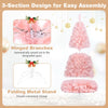 6FT Pink Artificial Christmas Tree with Folding Metal Stand