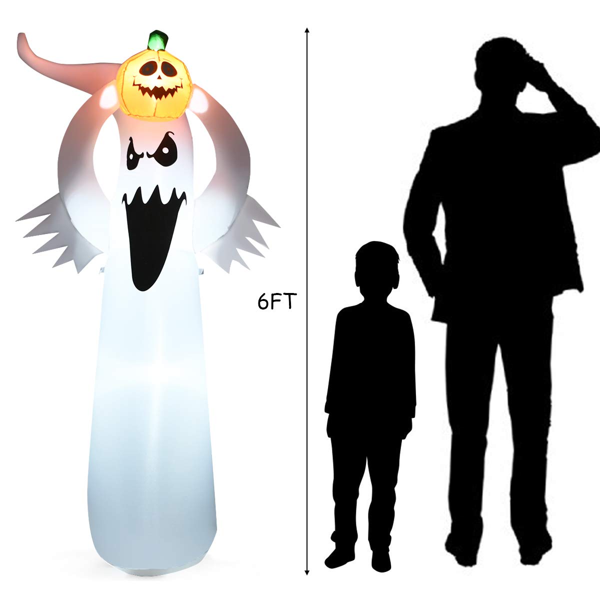 Lucktree Halloween Decorations, Halloween Inflatable Ghost With Led Lights