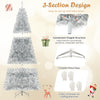 Lucktree 6ft Pre-lit Silver Pencil Christmas Tree, Artificial Tinsel Electroplated Tree, Decor for Home