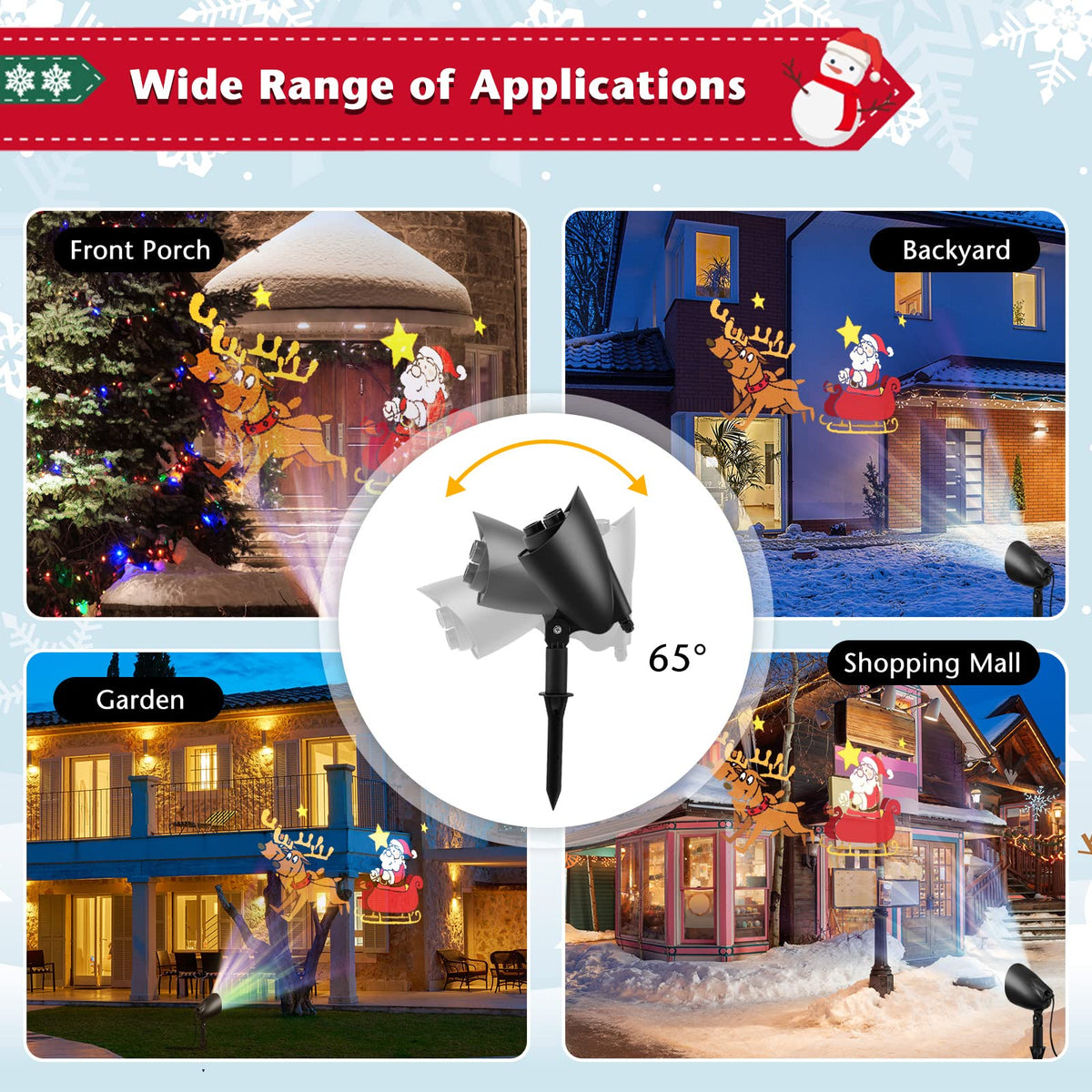 Lucktree Christmas Projector Lights Outdoor | LED Santa Claus on Sleigh Projection Lamp