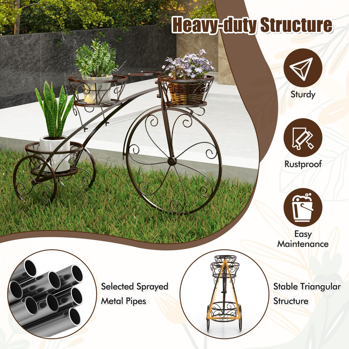 Lucktree Metal Bicycle Planter