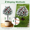 Lucktree 27.5" Faux Pine Needle Bushes with Ground Spikes | Artificial Cedar Topiary Ball Trees Set of 2