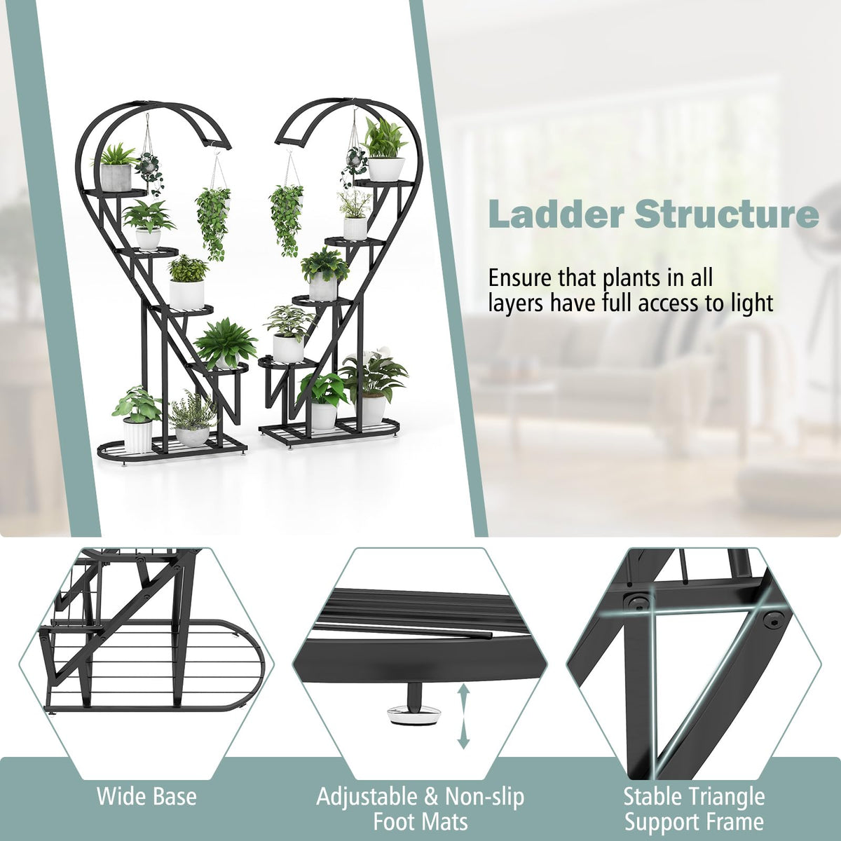 Lucktree 5 Tier Metal Plant Stand Indoor