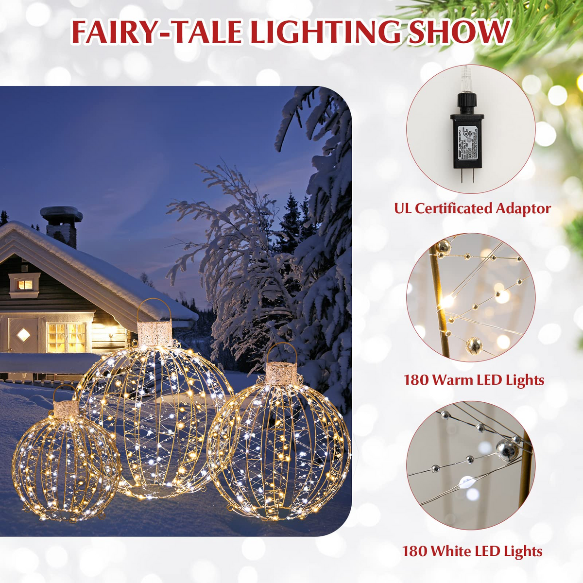 Christmas LED Light Balls for Tree (3 Pack) - Lucktree