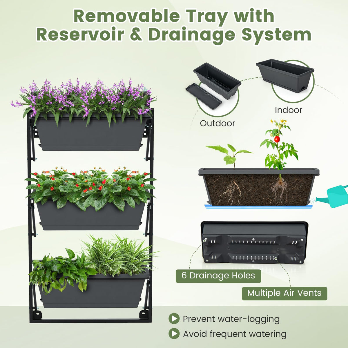 Lucktree Vertical Raised Garden Bed, Hanging & Wall-Mounted Planter Garden Boxes