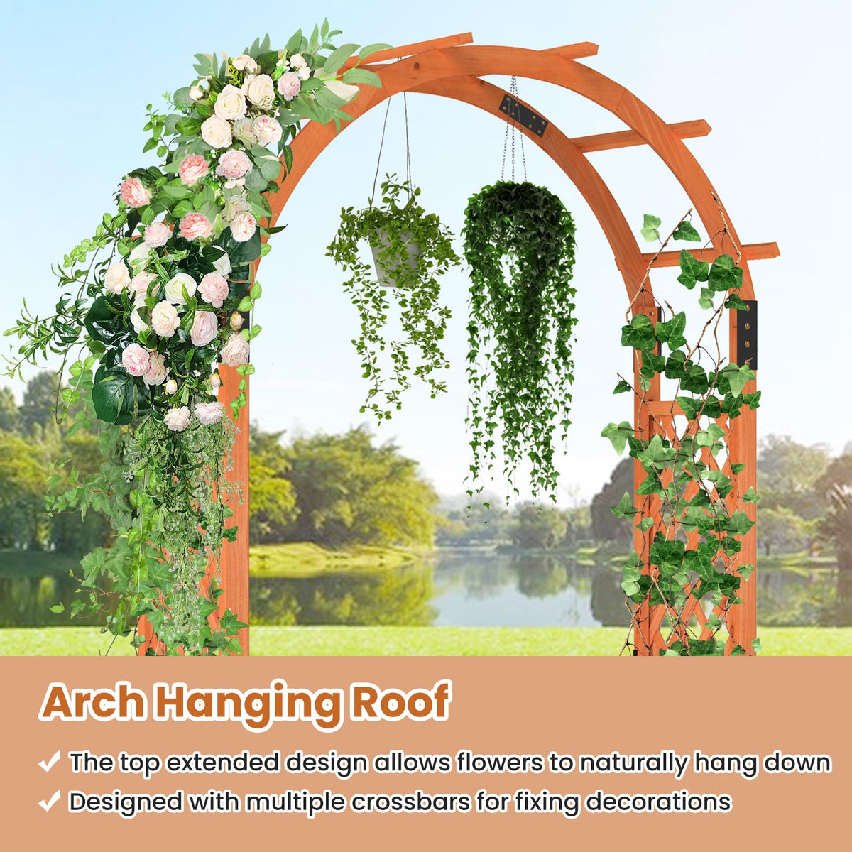 Lucktree 7.7FT Wooden Garden Arbor Trellis