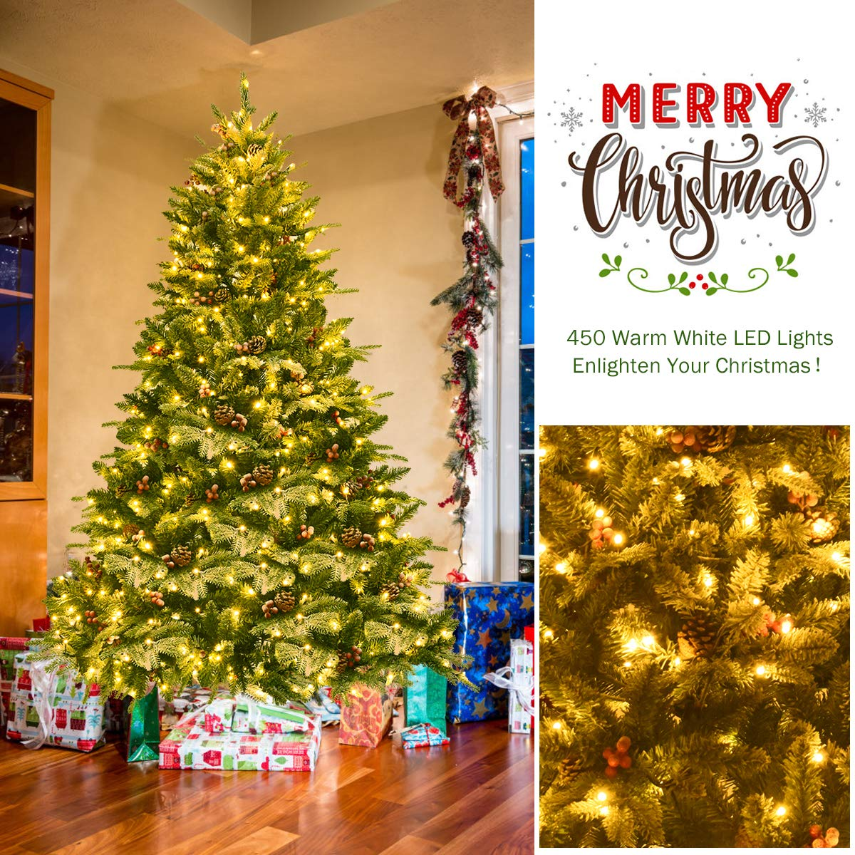 Lucktree 6.5FT Snow Flocked Christmas Tree - LucktreeUS