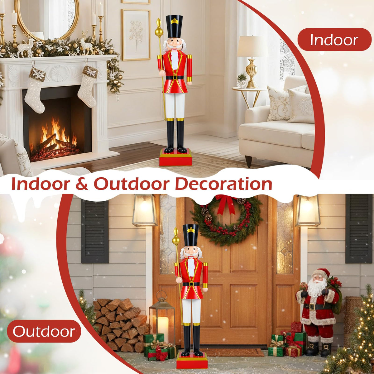 Lucktree 4' Christmas Nutcracker w/High Hat Beautiful Scepter Uniform & Boots