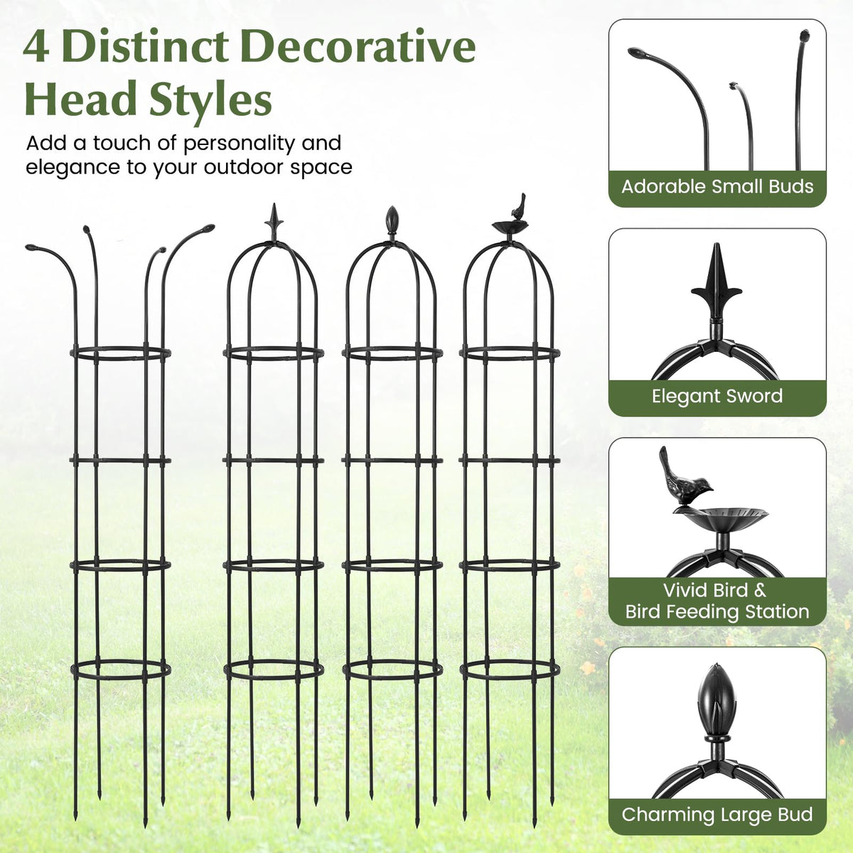 Lucktree 2-Pack Tomato Cages, 69” PE-Coated Metal Garden Obelisk Trellis for Climbing Plants