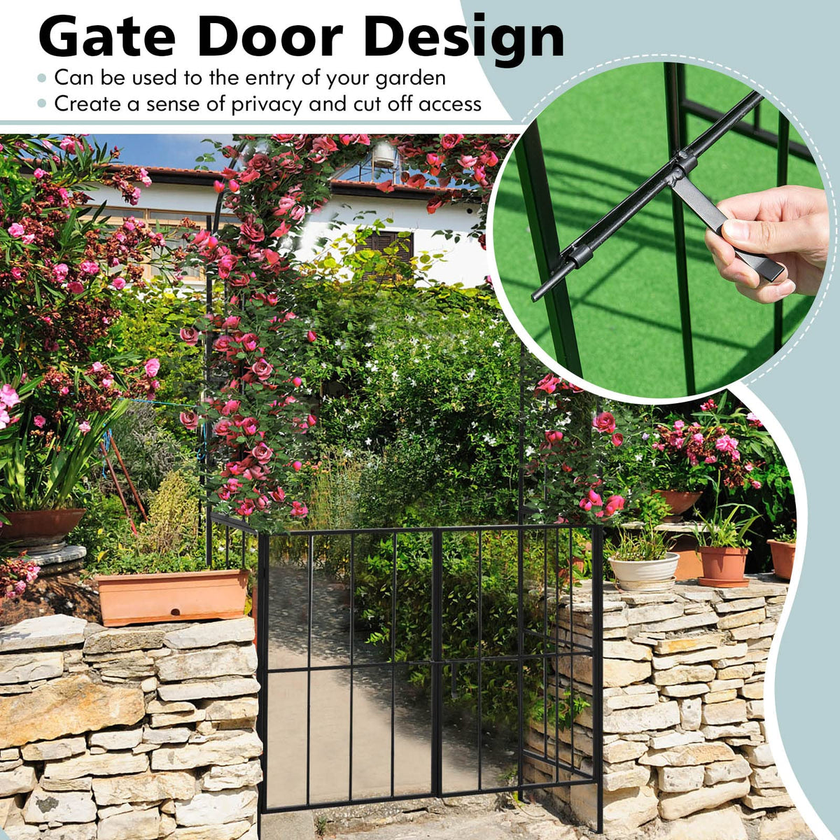 Lucktree Garden Arbor Trellis with Door