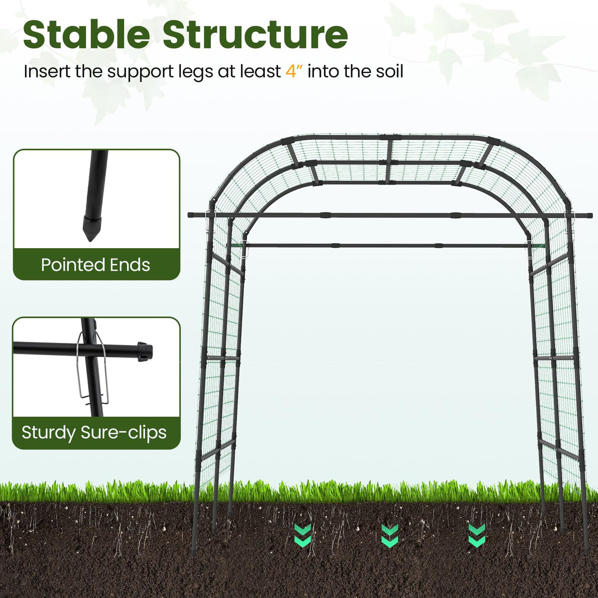 Lucktree Metal Garden Arch Trellis for Climbing Plants Outdoor