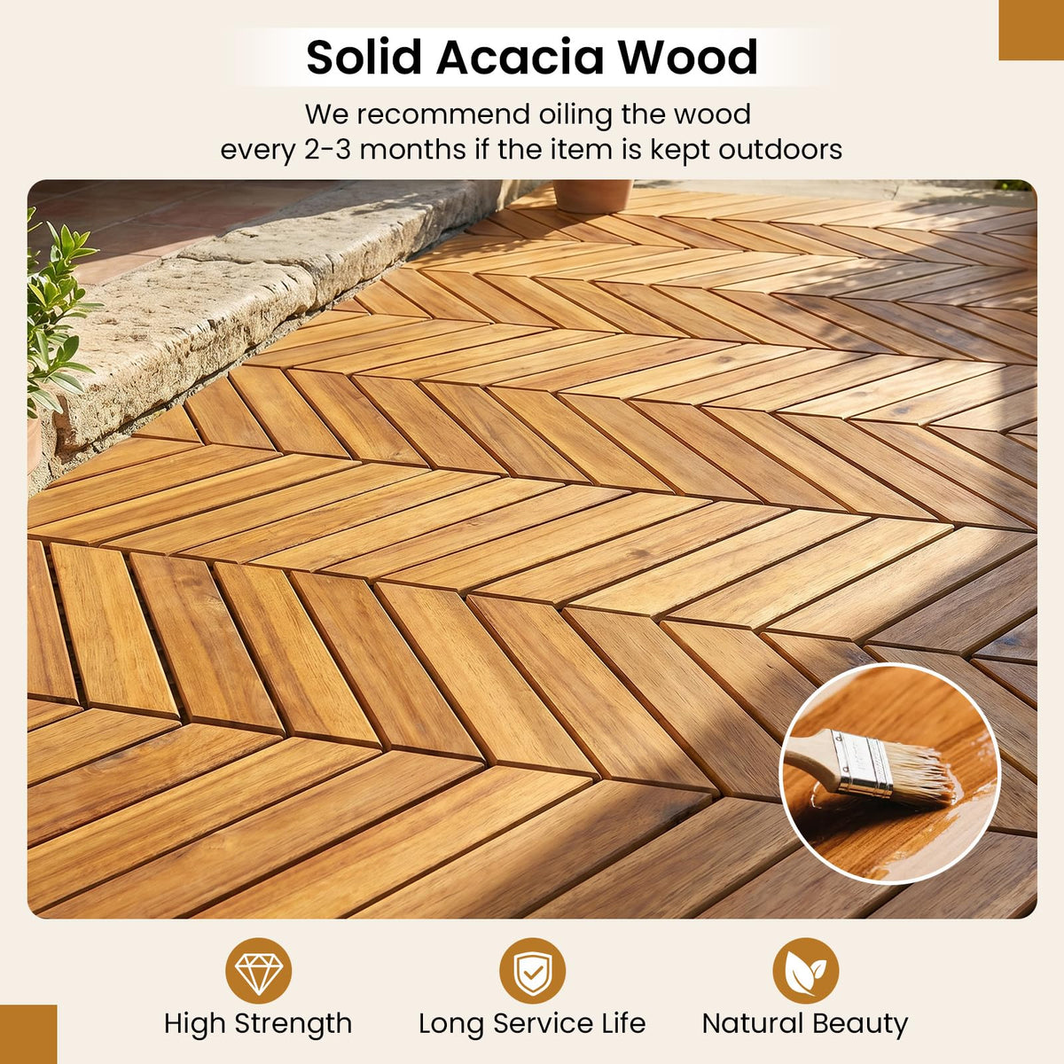 Lucktree 30 PCS Interlocking Patio Flooring Tiles with Drainage Base