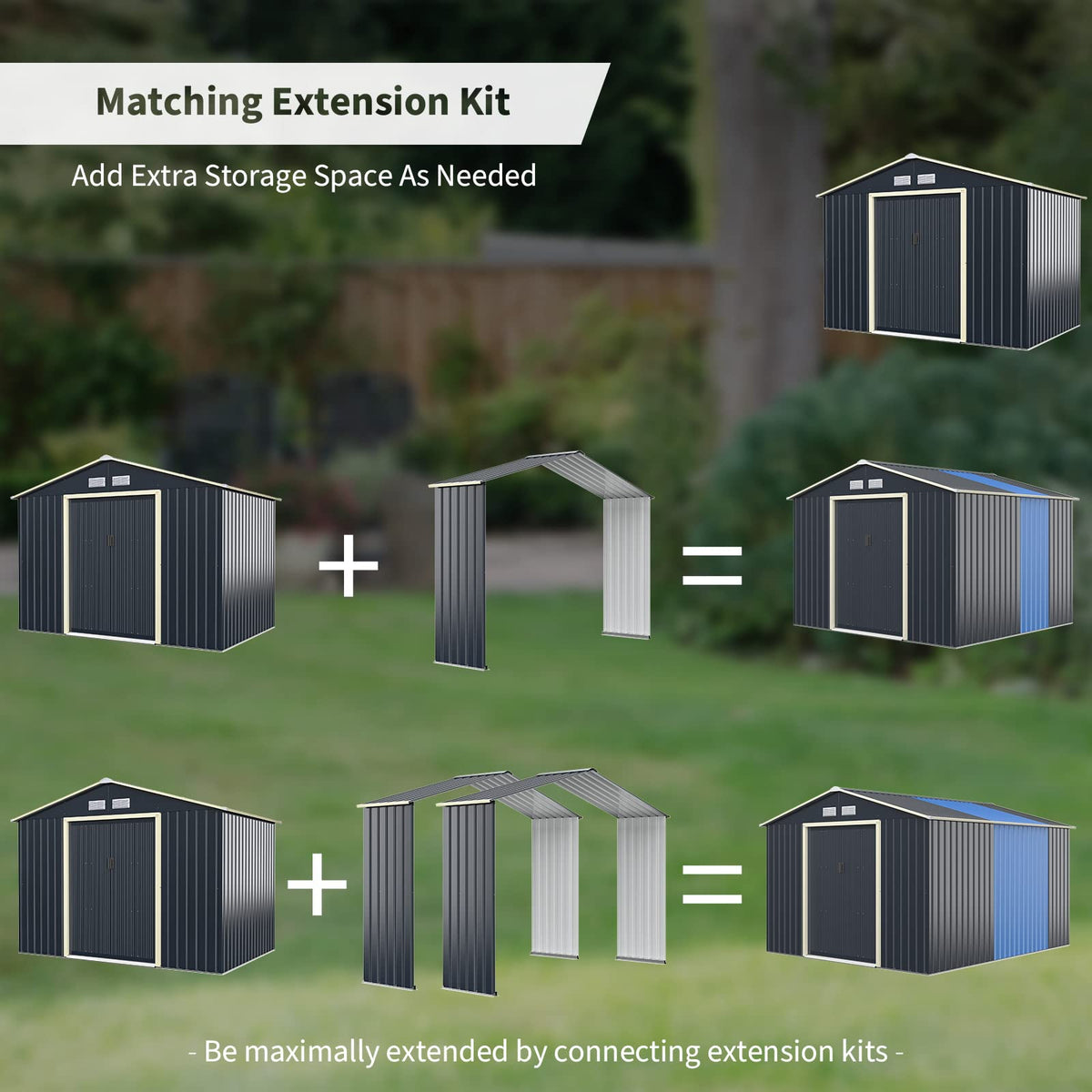 Storage Shed Extension Kit for 9 ft Sheds (9'X2.1')