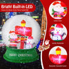 Lucktree 4.2 FT Christmas Inflatable Santa Snow Globe, Light Up Crystal Ball with Santa, Snowman & Road Sign