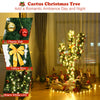 6ft Pre-Lit Artificial Cactus Christmas Tree with Sturdy Metal Stand, Artificial Xmas Tree with 90 LED Lights and Bowknot, Perfect for Home, Office, Shops and Hotels