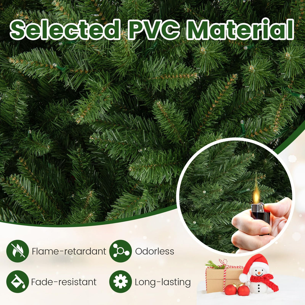 Lucktree 12ft Pre-Lit Artificial Christmas Tree with 360° Quick Power Connector