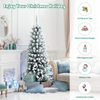 Lucktree Snow Flocked Pencil Christmas Tree, Hinged Artificial Slim Xmas Tree - LucktreeUS