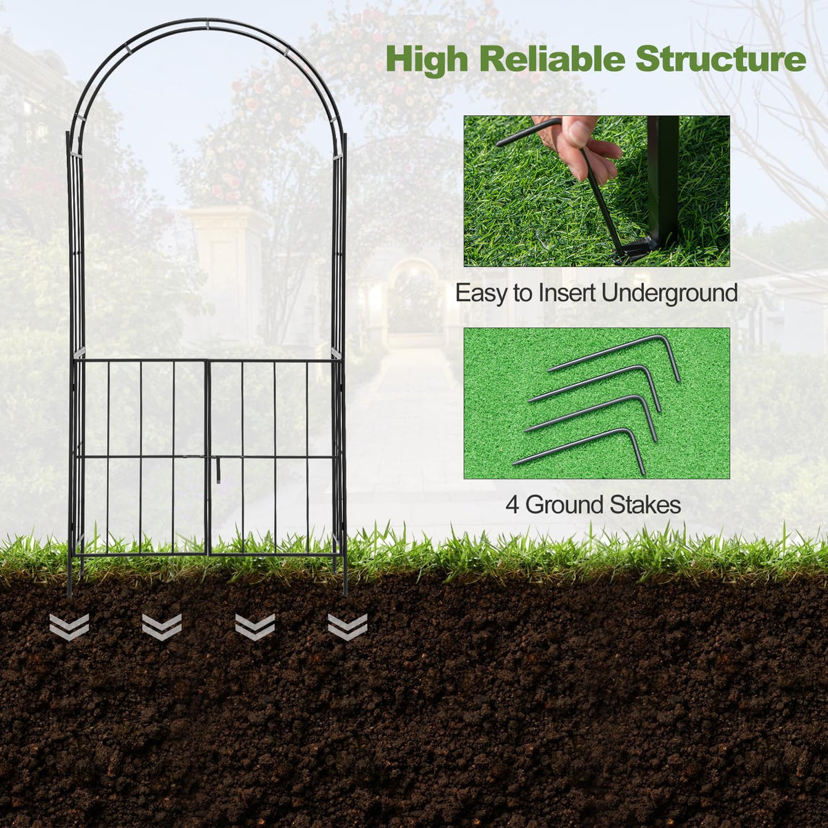 Lucktree 7.5Ft Garden Arbor with Gate