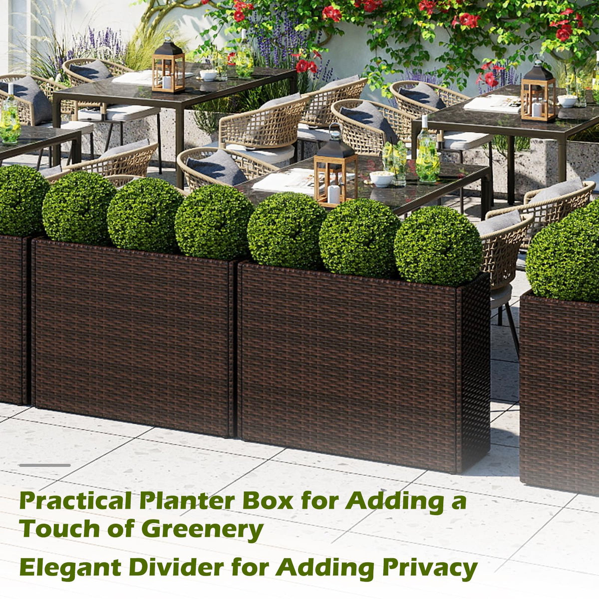 Lucktree 32”x11”x24" Wicker Raised Garden Bed