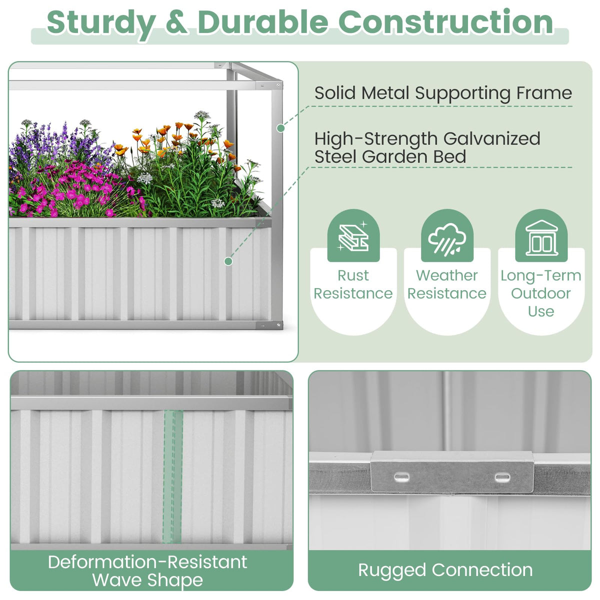 Lucktree 69”x36”x28” Raised Garden Bed with Cover, 16.5 Cu.Ft Galvanized Steel Planter Box Kit