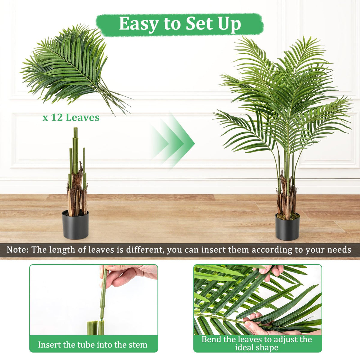 Lucktree 4.2FT Tall Artificial Palm Tree with 12 PEVA Leaves (2 Pack)